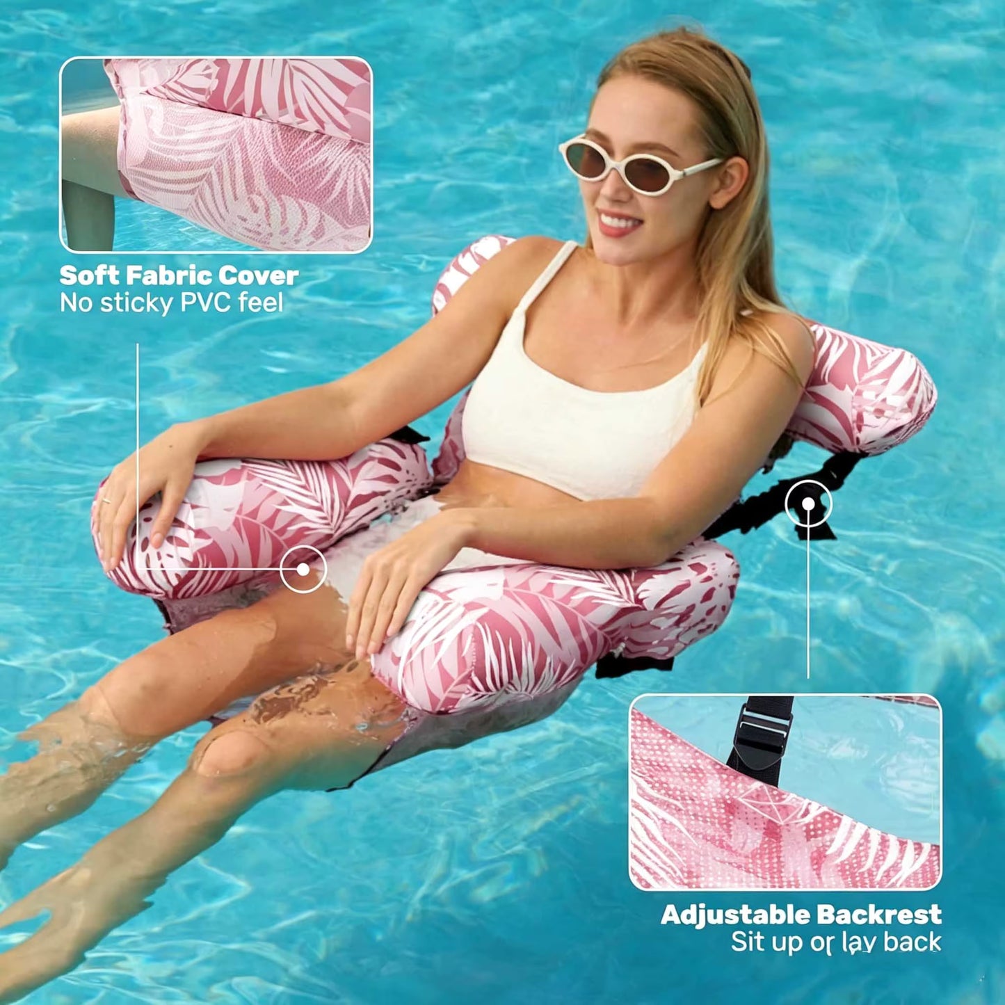 Fauteuil flottant gonflable, chaise flottante portable pour piscine