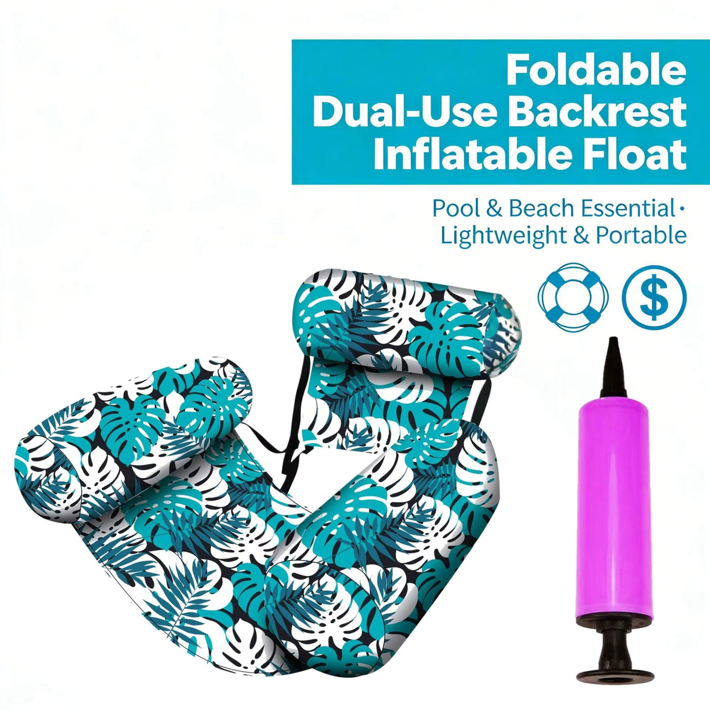 Fauteuil flottant gonflable, chaise flottante portable pour piscine