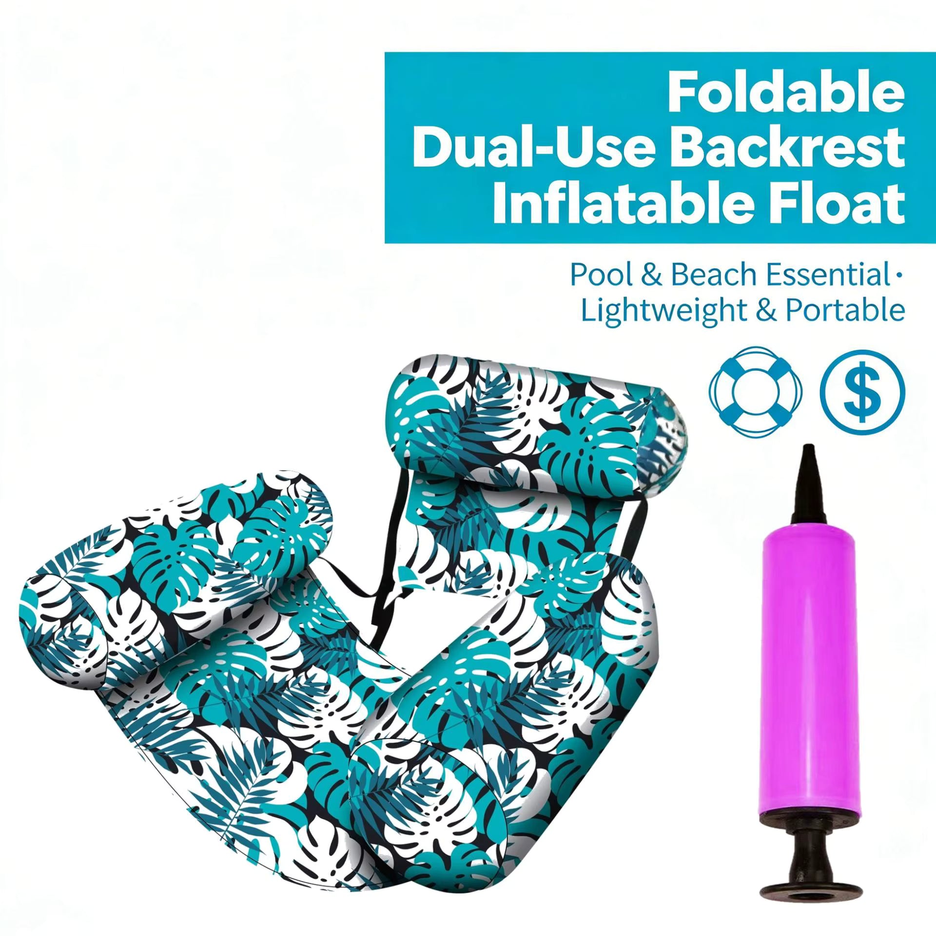 Fauteuil flottant gonflable, chaise flottante portable pour piscine